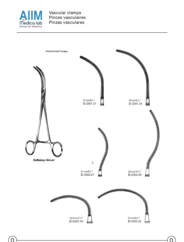 Clamps vasculaires DeBakey-Glover