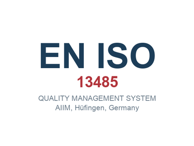 EN ISO 13485 certified quality management system